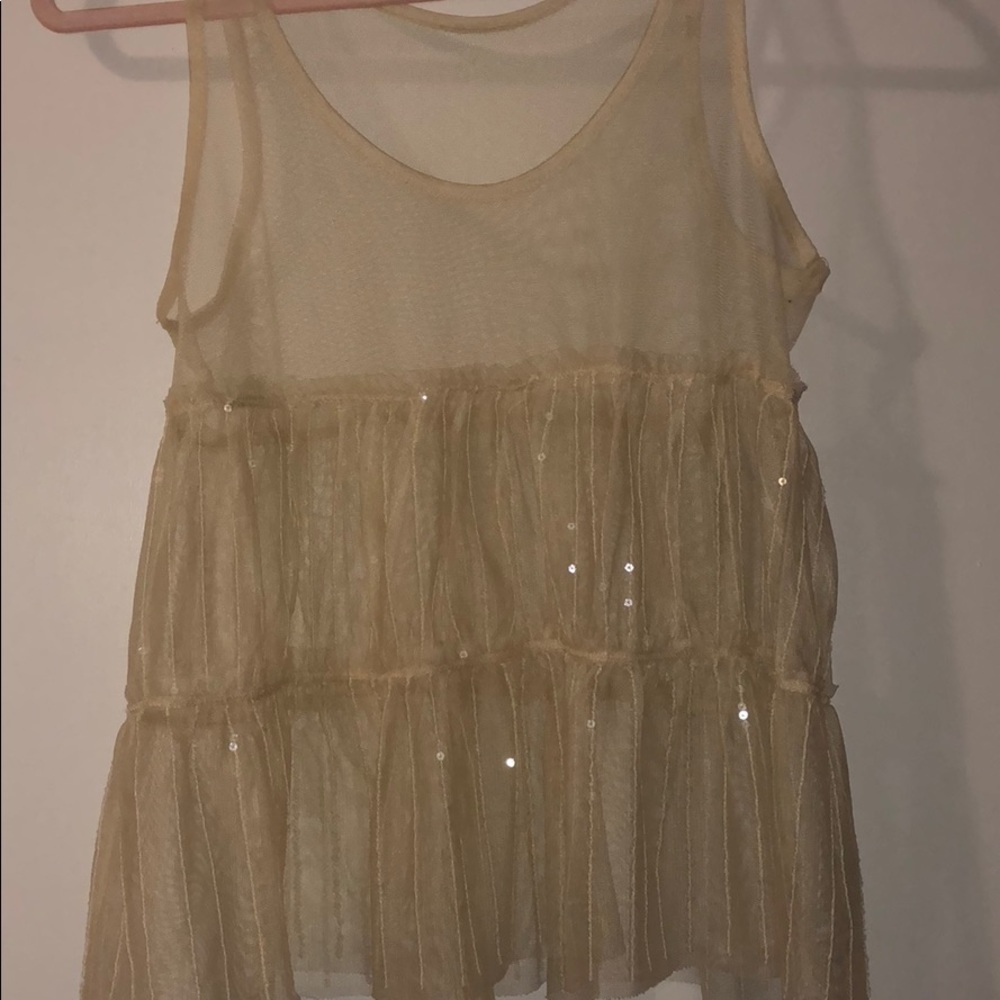 Mesh sequined tank